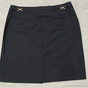 New York & Company Navy Pencil Skirt Gold Buckle Detail Size 12